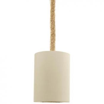 Lámpara de techo nórdica Energeeks con cable liso beige y acabado mate en metal blanco, 1 luz