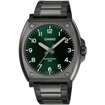 Casio Standard Analog Black Ion Plated Stainless Steel Green Dial Quartz Men's Watch