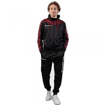 Givova Chándal Roma Negro - Chándal Unisex Polarfleece Noir/Bordeaux, Talla L