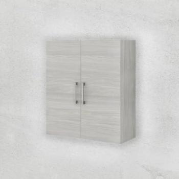 Mueble de Baño Suspendido de Roble Gris con Puerta Doble y Tiradores Cromados Rimini
