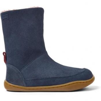Botas Camper de niña en piel con borreguito interno azul