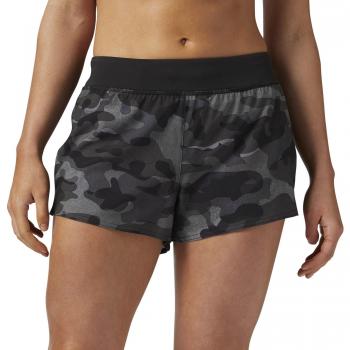 Reebok 3in Woven Short-Camo Pantalón Corto, Mujer, Negro
