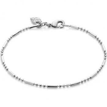 UNO de 50 Sterling Silver Plated Beaded and Elongated Piece Bracelet