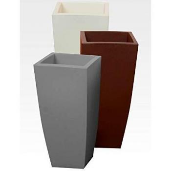 Vaso Cuadrado de Resina Blanco Hielo 40x40x90 cm para Interior y Exterior