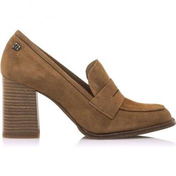 MTNG Violette Mujer Zapatos de Tacón Marrón Serraje Sin Cierre Punta Redonda Altura Tacón 5cm