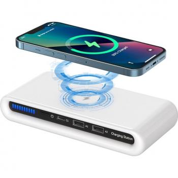 Estación de carga inalámbrica Qi 15W con puertos de carga USB