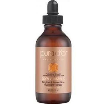 PURA D'OR 20% Vitamin C Professional Strength Overnight Serum, 4 Fl Oz