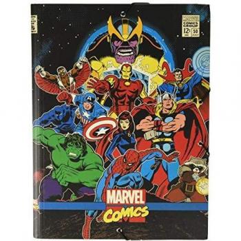 Carpeta solapas Marvel comics Los vengadores - Carpeta A4 - Carpeta clasificadora escolar / Carpeta portafolios - Carpeta clasificadora cartón - Carpeta gomas A4 - Vuelta al cole