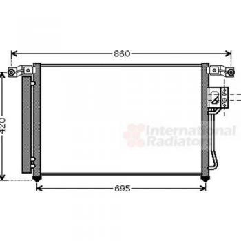 Condensador de aire acondicionado VAN WEZEL 82005175 para Hyundai Santa Fé 2006-2009 con botella incluida