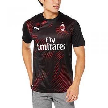 PUMA ACM Third Shirt Replica SS with Sponsor Logo Maillot, Hombre, Black-Tango Red, S
