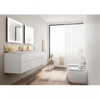 Lavabo doble + Mueble base 4 cajones Surfex Unik Beyond Roca, 160 x 50 x 52 centímetros, color blanco