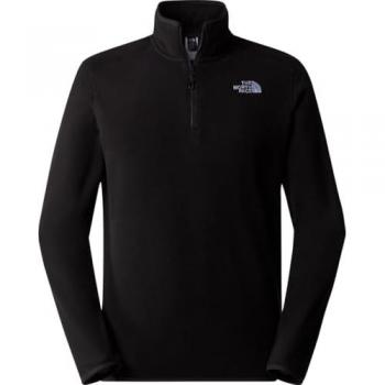 Forro polar The North Face Glacier 100 negro, con diseño de 1/4 de cremallera, tejido suave y cálido, ideal para actividades al aire libre y uso diario