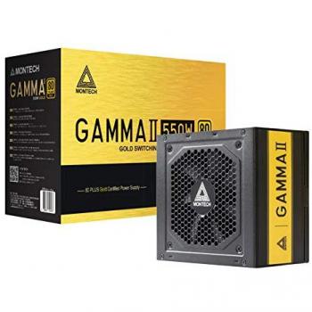 Fuente de Alimentación Montech Gama II 550W 80 PLUS Oro, certificada 80+, tecnología LLC+CC a CC, condensadores japoneses completos, ventilador silencioso de 120 mm, cables planos