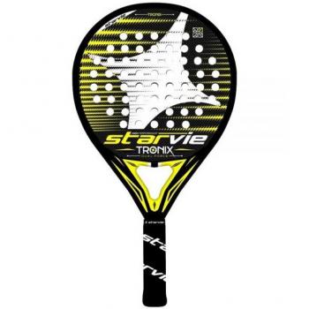 Pala de Pádel Starvie Discover Tronix 2022, características: forma lágrima, balance medio, núcleo de goma EVA de alta densidad, superficie de fibra de carbono, marco reforzado para mayor durabilidad, diseño moderno y atractivo