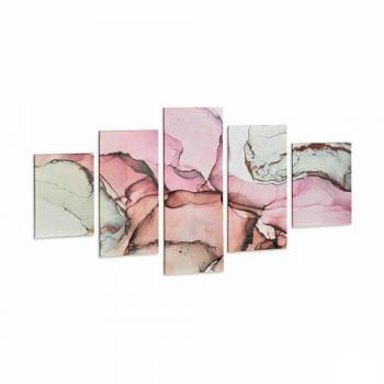 Juego de 5 Cuadros Lienzo Mármol Rosa Multicolor Estándar