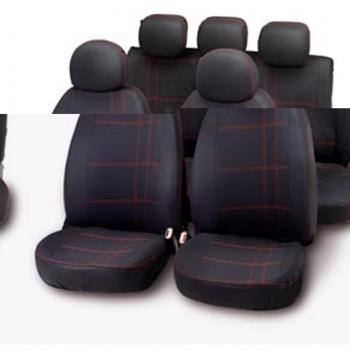 Bottari 10029 Juego de Fundas de Asiento de Coche Embroidery, Universales, Color Negro con Bordado Rojo