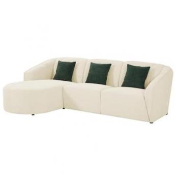 Sofá rinconera izquierda de tela beige texturizada Netomia