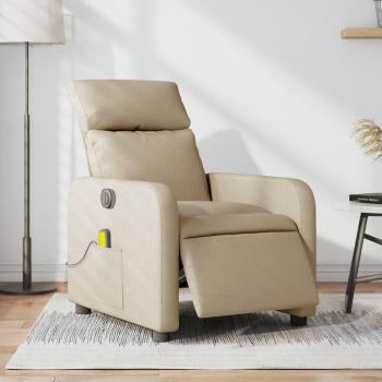 Sillón reclinable de masaje eléctrico en tela color gris claro, gris oscuro y negro de vidaXL