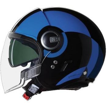 Casco Jet Nolan N21 Visor Bicromo Negro-Azul-Talla S