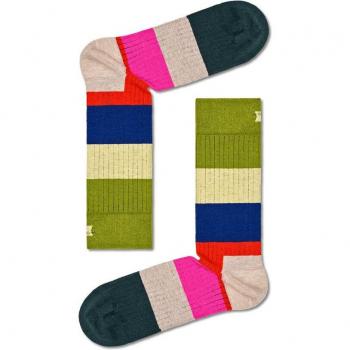 Calcetín Happy Socks Chunky Stripe para hombre con dibujos en verde, rojo y rosa, talla 41-46