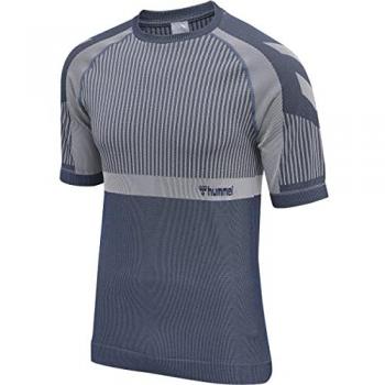 Hummel MT Unit Seamless Short Sleeve T-Shirt - Insignia Blue / Chateau Gray XL Male