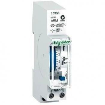 Schneider Electric 15336 Acti9 IH Conmutador Horario Analógico, 24h, 100H Memoria, 66mm x 90mm x 18mm