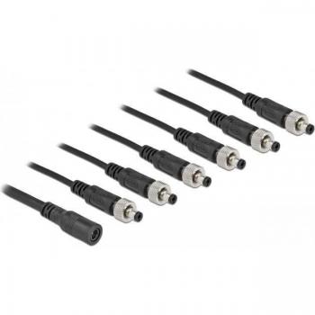 Divisor de corriente DC 5,5 x 2,1 mm - Hembra a 6 Macho atornillable - 30 V - 2 A - 50 cm - Negro