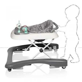 Andador Evolutivo Pio Dot Gris Baninni con Tabla de Actividades Musical Amovible, Plegable, para Bebés de 6 a 18 Meses hasta 12 kg