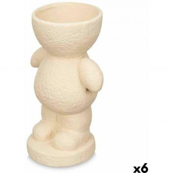 Figura Decorativa Beige Dolomita 16 x 25 x 12 cm (6 Unidades) Jarrón Florero