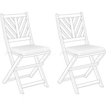 Conjunto de 2 cojines para silla de jardín con cordones, funda extraíble y resistente a los rayos UV, color blanco Terni