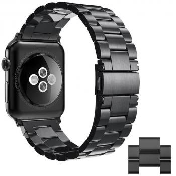 Simpeak Correa Compatible con iwatch 6/SE/5/4/3/2/1 42mm Reemplazo de Banda con Metal Corchete Compatible con iWatch Todos los Modelos, Negro