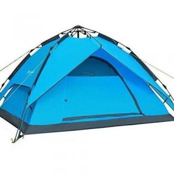 Automático Hidráulico Pop Up Camping tiendas de campaña, lluvia de dos pisos mochila deportes al aire libre Camping senderismo viaje tienda de campaña para la playa, ideal para 3 A 4 persona, color azul, tamaño 240cm x 210cm x 140cm, capacidad para