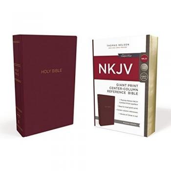 NKJV, Reference Bible, Center-Column Giant Print, Leather-Look, Burgundy, Red Letter Edition, Comfort Print: Holy Bible, New King James Version