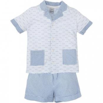 Pijama de niño corto con estampado de pececitos
