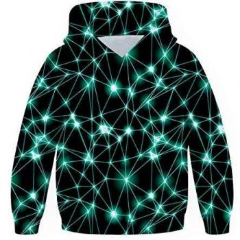Freshhoodies Moda Diseño Sudadera con Capucha Navidad Fiestas Infantil Diseño 3D Luces Impresión Sudadera Deportiva Casual para Niños 8-11 Años