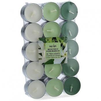 Pack 30 Velas Aromáticas Musk-Flores Blancas 3,7cm Magic Lights