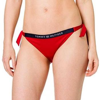 Tommy Hilfiger Cheeky Side Tie Bikini, Parte de arriba de bikini Mujer, Rojo Primario, M