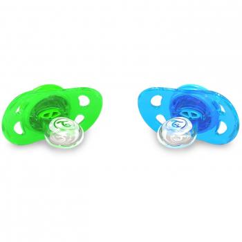 Pack 2 chupetes twistshake verde-azul 0-6m