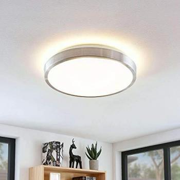 Lindby Emelie lámpara de techo LED redonda 42 cm, moderna, gris, hecha de metal, para salón y comedor, con 1 bombilla