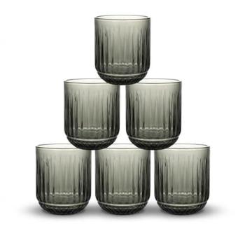 Set 6 Vasos de Cristal Agua 270cc y 430cc Odiel y Orbel, Vidrio con Relieve en Varios Colores, Aptos para Lavavajillas y Microondas