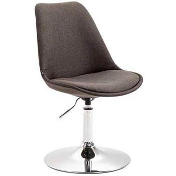 Silla de Comedor Maverick en Tela Gris Oscuro, Cromada, Giratoria y Altura Ajustable