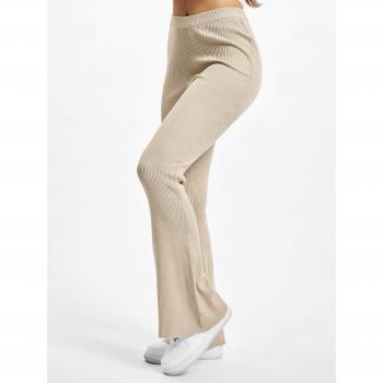 Urban Classics Women's Ribbed Knit Bootcut Leggings in Light Taupe