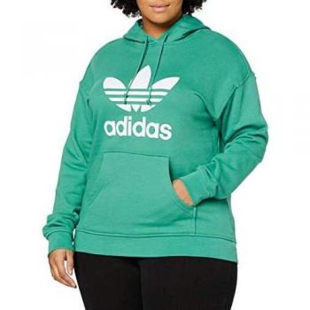 adidas Adicolor Trefoil Hoodie Sudadera con Capucha, Mujer, Verde