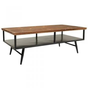 Mesa de centro industrial Wanderlust Deco de metal y madera negra 125x65,5x44 cm