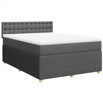Cama box spring con colchón tela gris oscuro 140x200 cm
