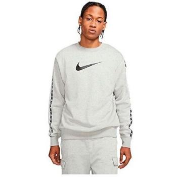 NIKE M NSW Repeat FLC Crew BB Sweatshirt, dk Grey Heather/Black, Mens