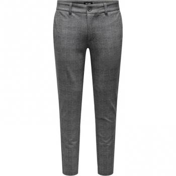 Slim Fit Tapered Stretch Chino Pants - Only & Sons Mark Check
