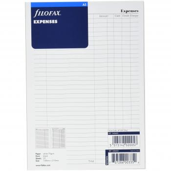 Recarga de Notas de Gastos Filofax A5, 25 Unidades (Blanco)