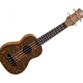 Luna Uke Mah Soprano Etched 60s Design Acoustic Ukulele