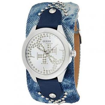 Guess Reloj Analógico para Mujer de Cuarzo con Correa en Textil/Piel W1141L1